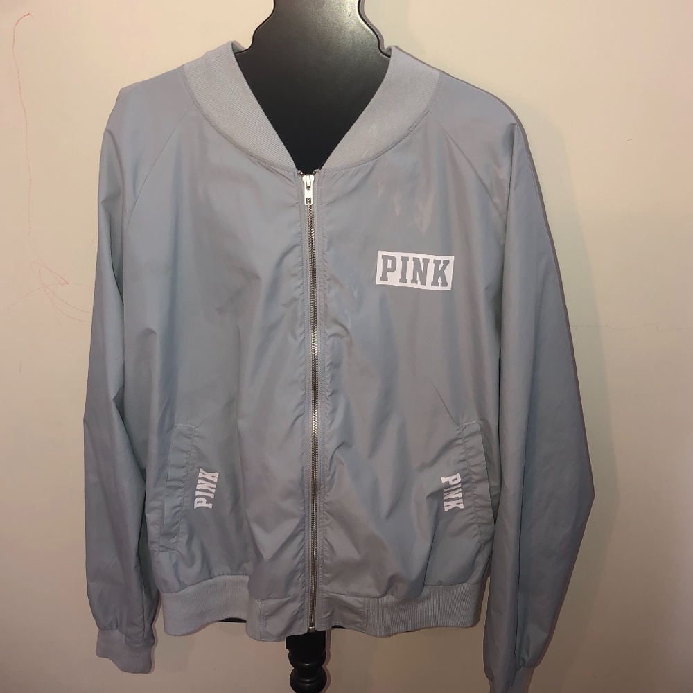 VS Pink Blue Gary Bomber Jacket In a Large